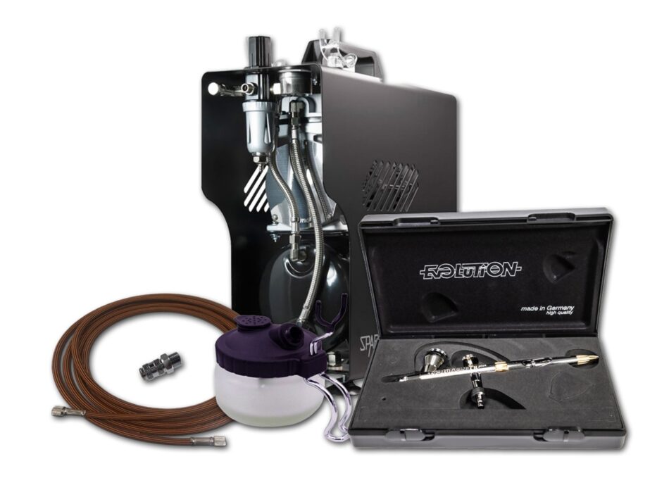 Professional Airbrushing Kit with Evolution 2024 CRplus Solo & Sparmax 610H Plus Compressor