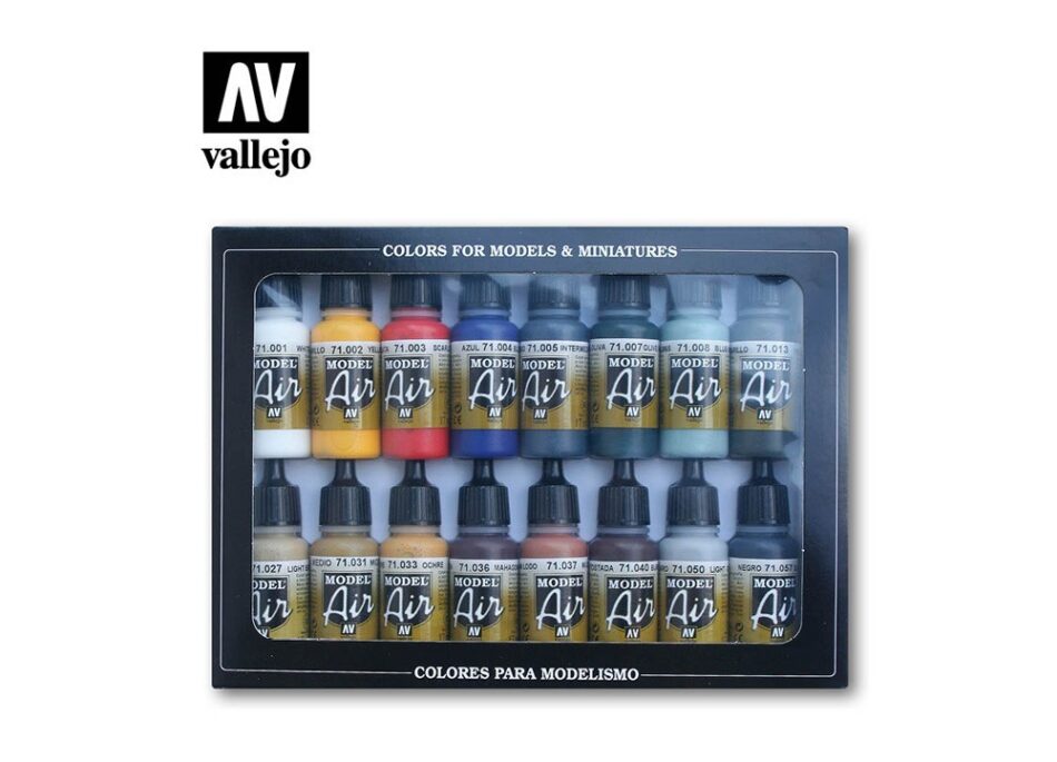 Vallejo Model Air Paint Set - Basic Colors (16 x 18ml)