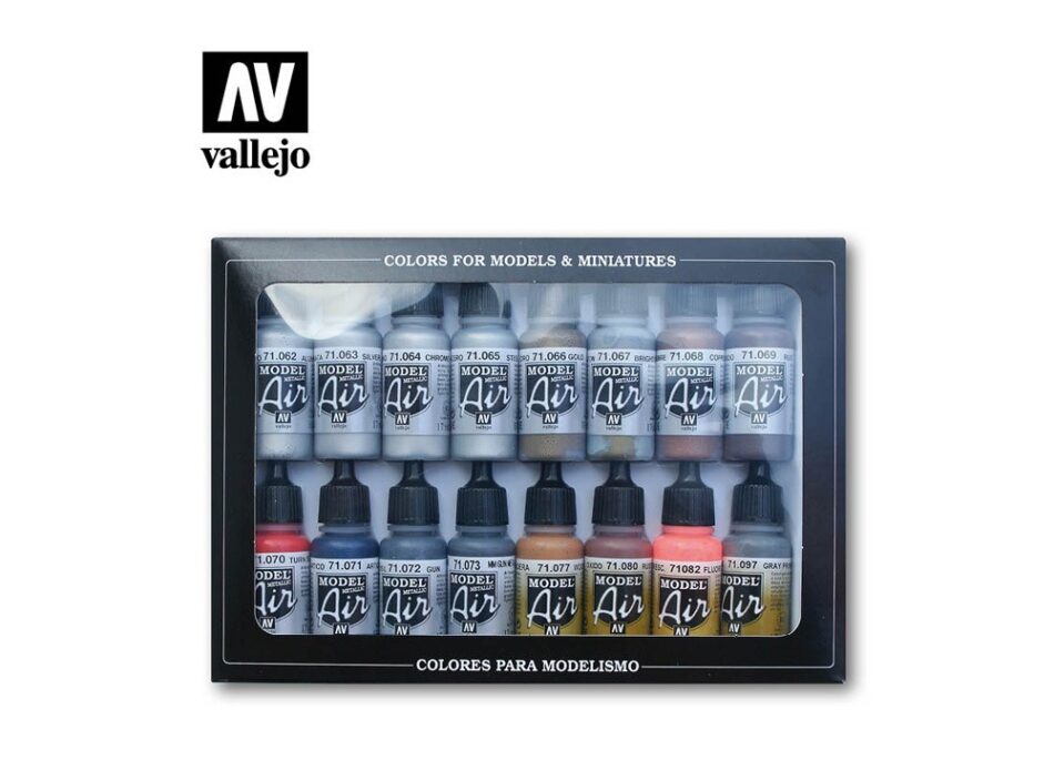 Vallejo Model Air Paint Set - Metallic Effects Colors (x16)