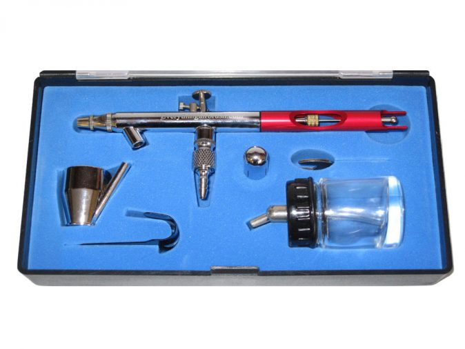 AB-800 Double Action Airbrush - Red-0