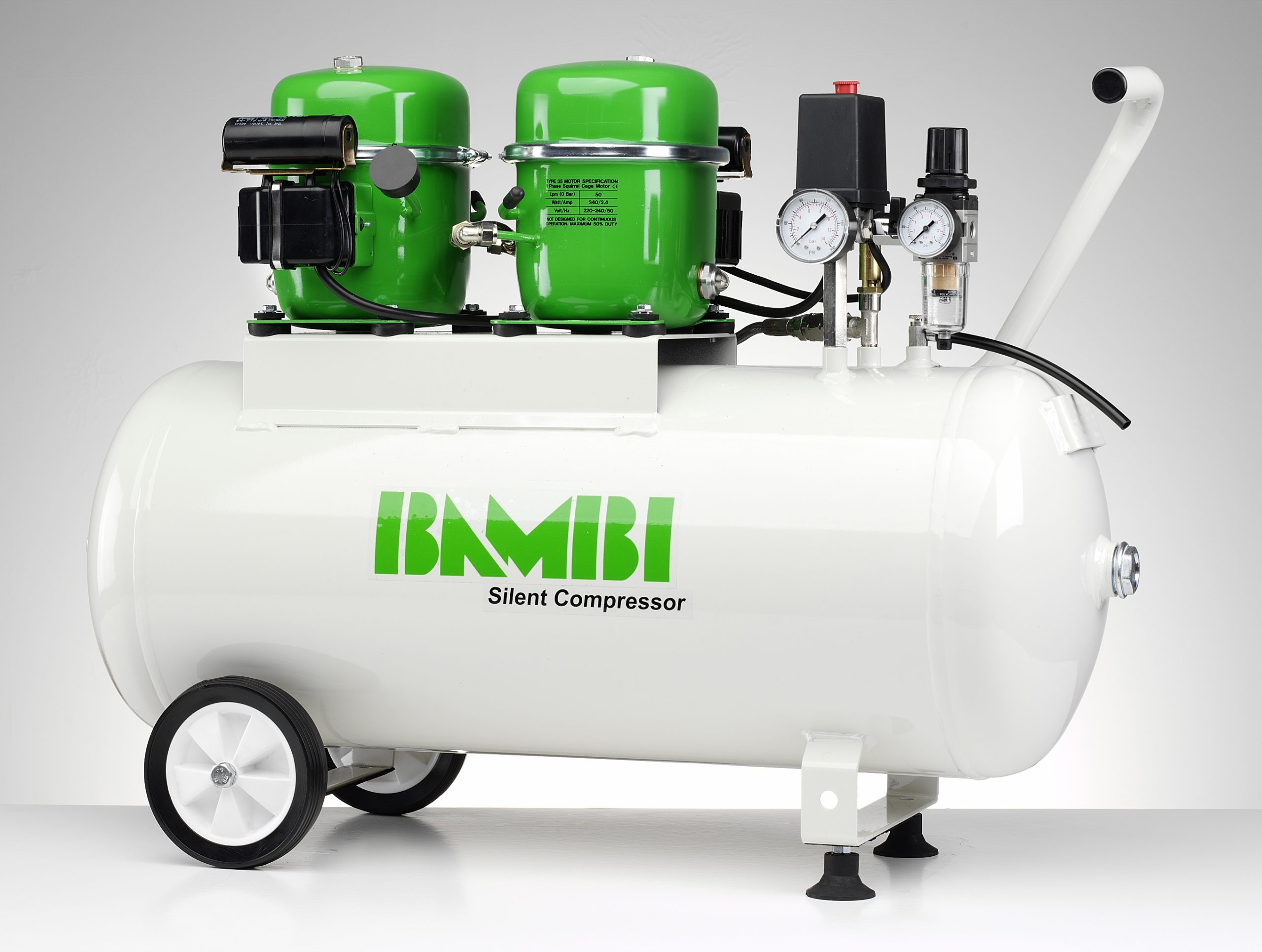 Bambi BB50D Silent Compressor with Wheel Kit - Everything Airbrush