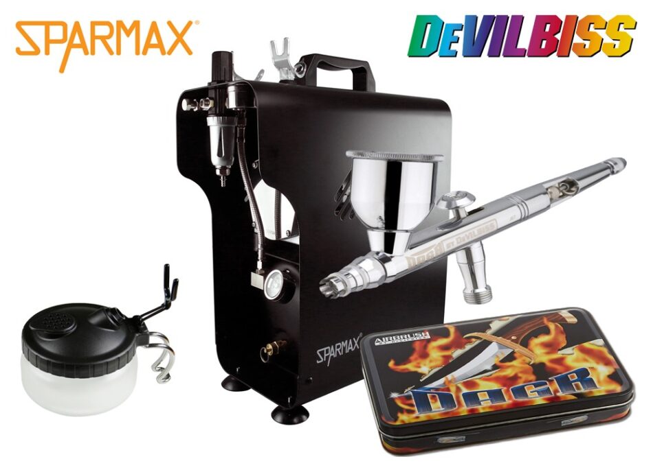 Premium Airbrushing Kit with DeVilbiss DAGR Airbrush & Sparmax 620X Compressor