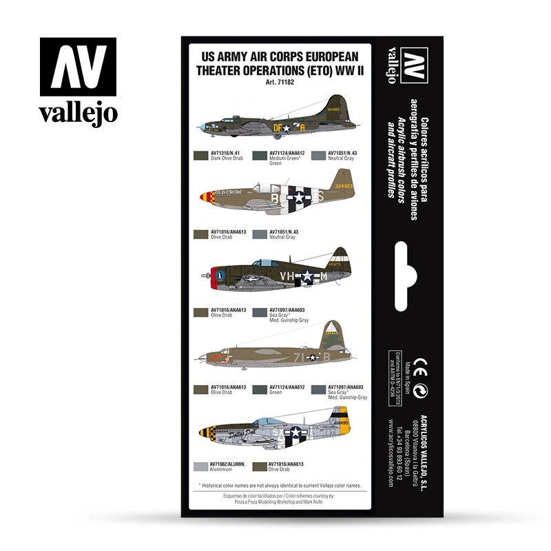 Vallejo Model Air Paint Set - US Army Air Corps European Theater Operations (ETO) WWII - 71182-5146