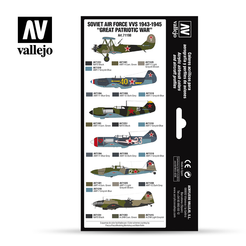 Vallejo Model Air Paint Set - Soviet Air Force VVS 1943 to 1945 "Great Patriotic War" - 71198-5151
