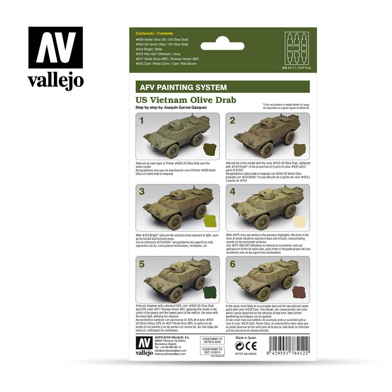 Vallejo AFV Armour Set - US Vietnam Olive Drab - 78412-5208