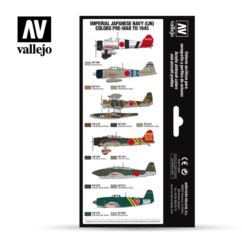Vallejo Model Air Paint Set - Imperial Japanese Navy (IJN) Colors Pre-War to 1945 - 71169-5145