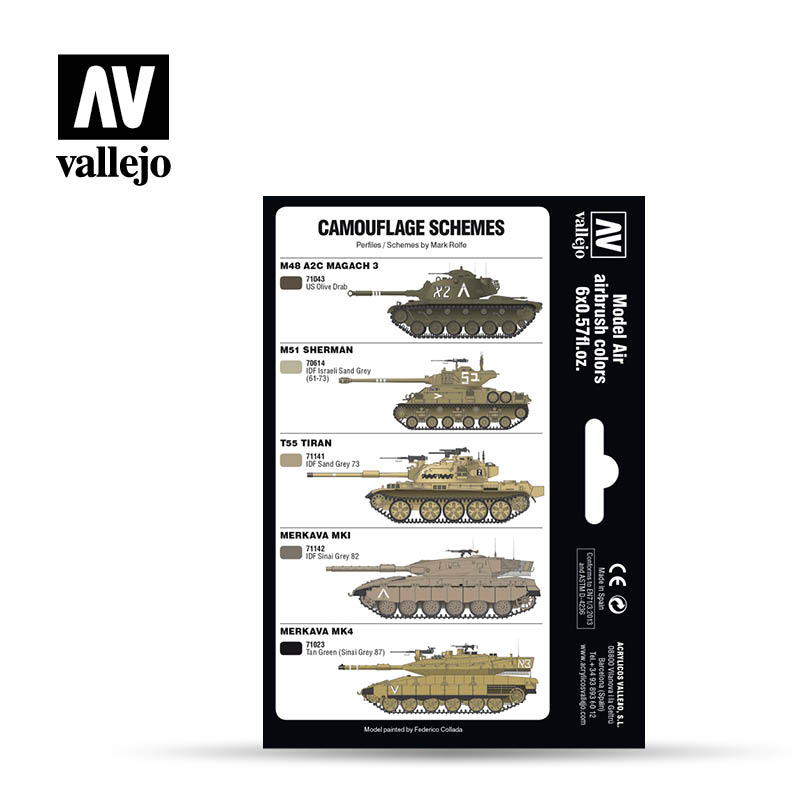 Vallejo Model Air Paint Set - IDF Army Colors 1957 to Present - 71210-5169