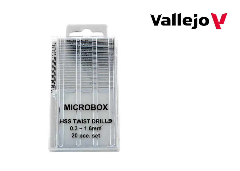 Vallejo Hobby Tools - Microbox Drill Set 0.3-1.6mm (Set of 20)