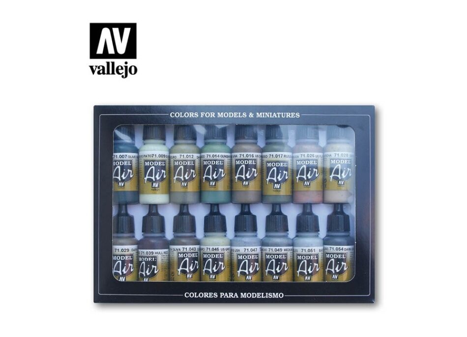 Vallejo Model Air Paint Set - Allied Forces WWII Colors (x16)