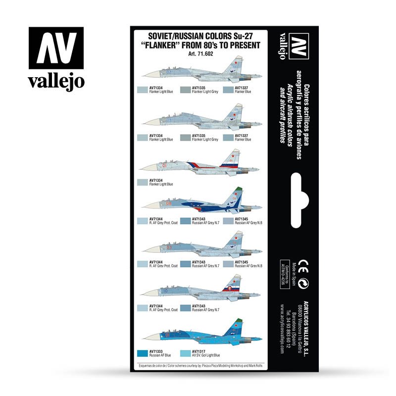 Vallejo Model Air Paint Set - Soviet/Russian Colors Su-27 "Flanker" from 80's to Present - 71602-5155
