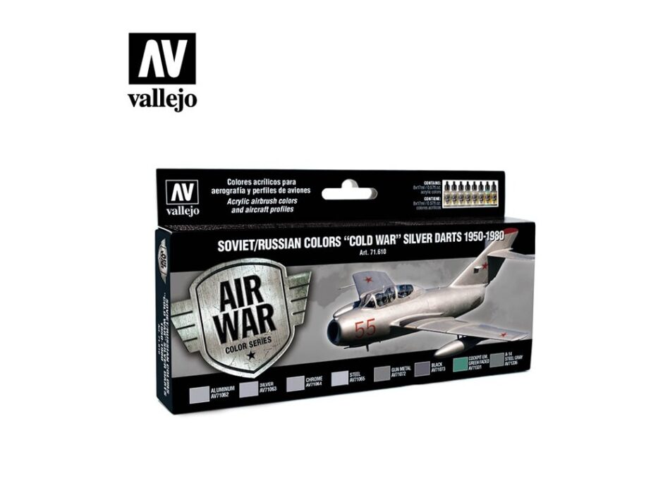 Vallejo Model Air Paint Set - Soviet/Russian Colors "Cold War" Silver Darts 1950-1980
