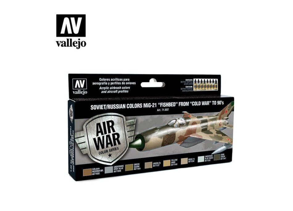 Vallejo Model Air Paint Set - Soviet/Russian Colors MiG-21 "Fishbed" from "Cold War" to 90's