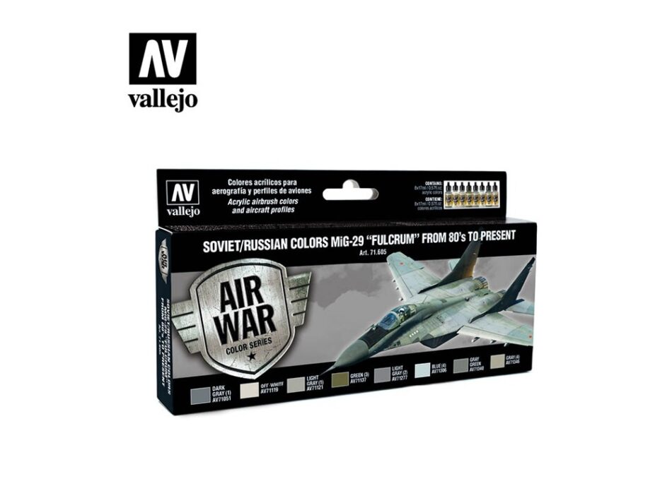 Vallejo Model Air Paint Set - Soviet/Russian Colors MiG-29 "Fulcrum" from 80's to Present