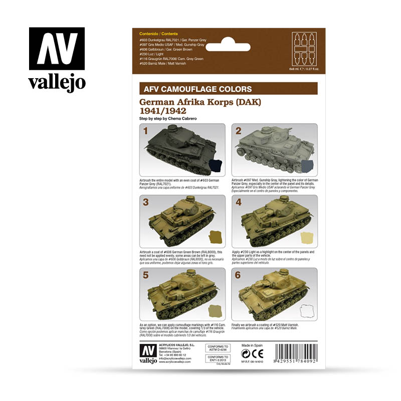 Vallejo AFV Camouflage Colors - German Afrika Korps (DAK) 1941/1942 - 78409-5128