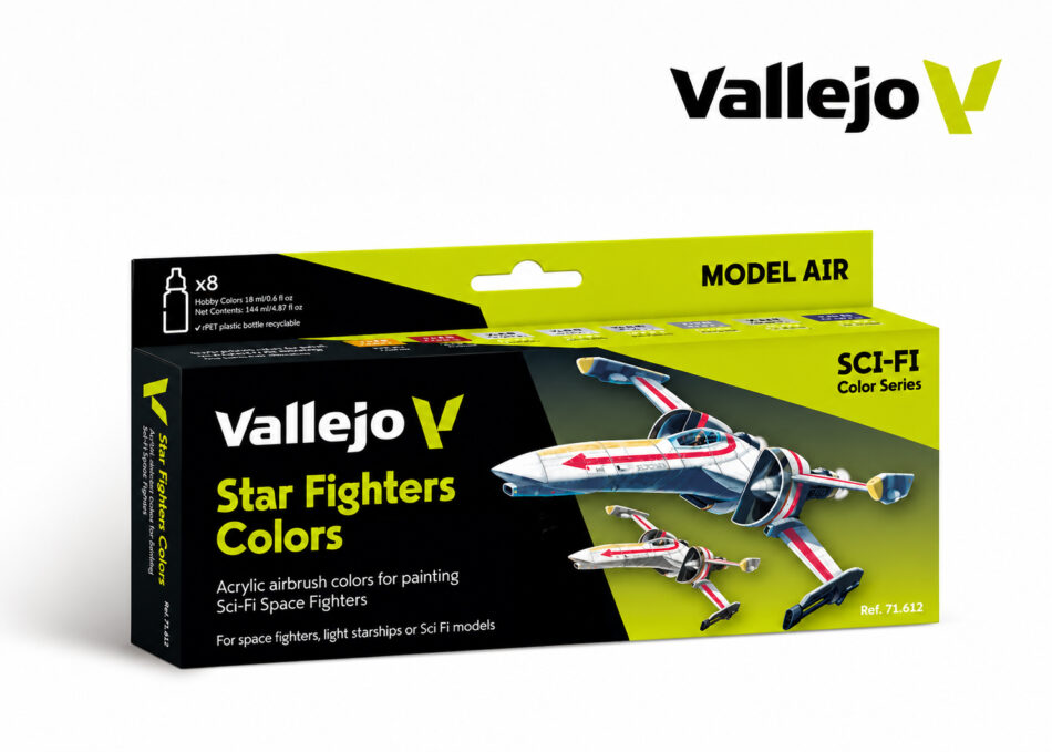 Vallejo Model Air Sci-Fi Set – eight 18ml acrylic paints for spacecraft and futuristic models