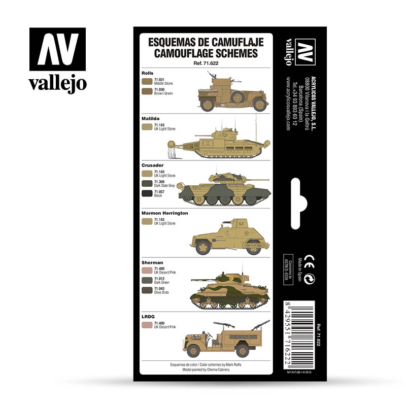 Vallejo Paint 17ml Bottle WWII British Africa 1939-1943 Model Air AFV Paint  Set (8 Colors) 