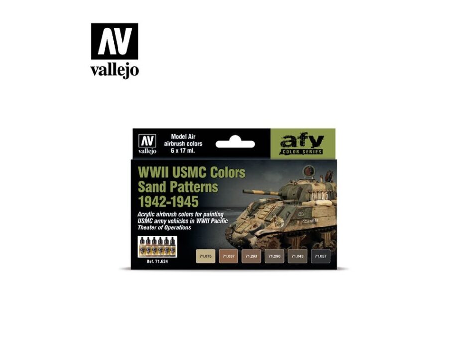 Vallejo Model Air Paint Set - WWII USMC Colors Sand Patterns 1942-45