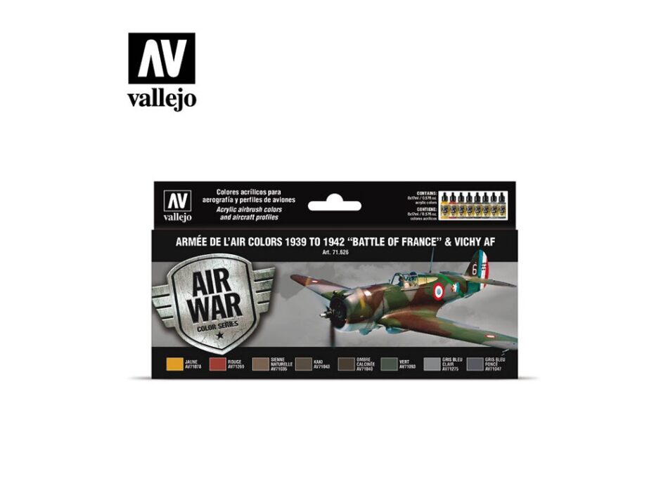 Vallejo Model Air Paint Set - Armée de l’Air Colors 1939 to 1942 “Battle of France” & Vichy AF