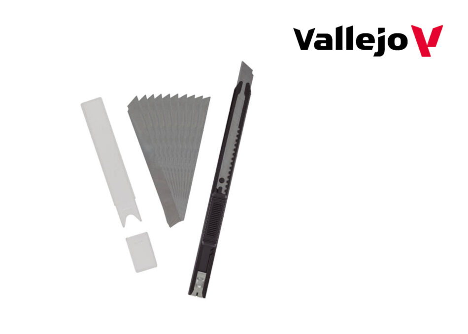 Vallejo Hobby Tools - Slim Snap-Off Knife & 10 Blades