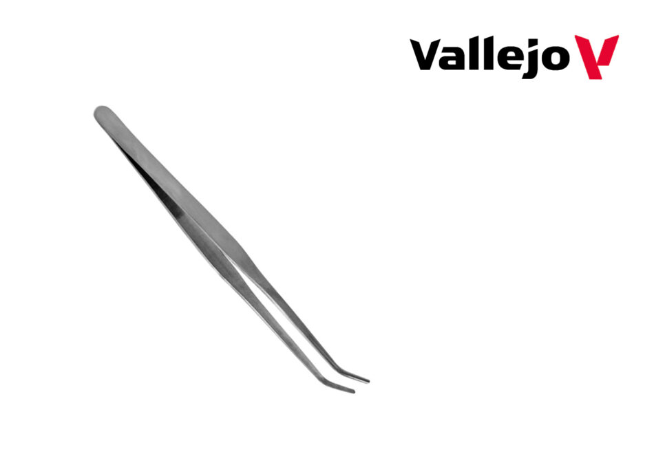 Vallejo Hobby Tools - Curved Tip Stainless Steel Tweezers (175 mm)