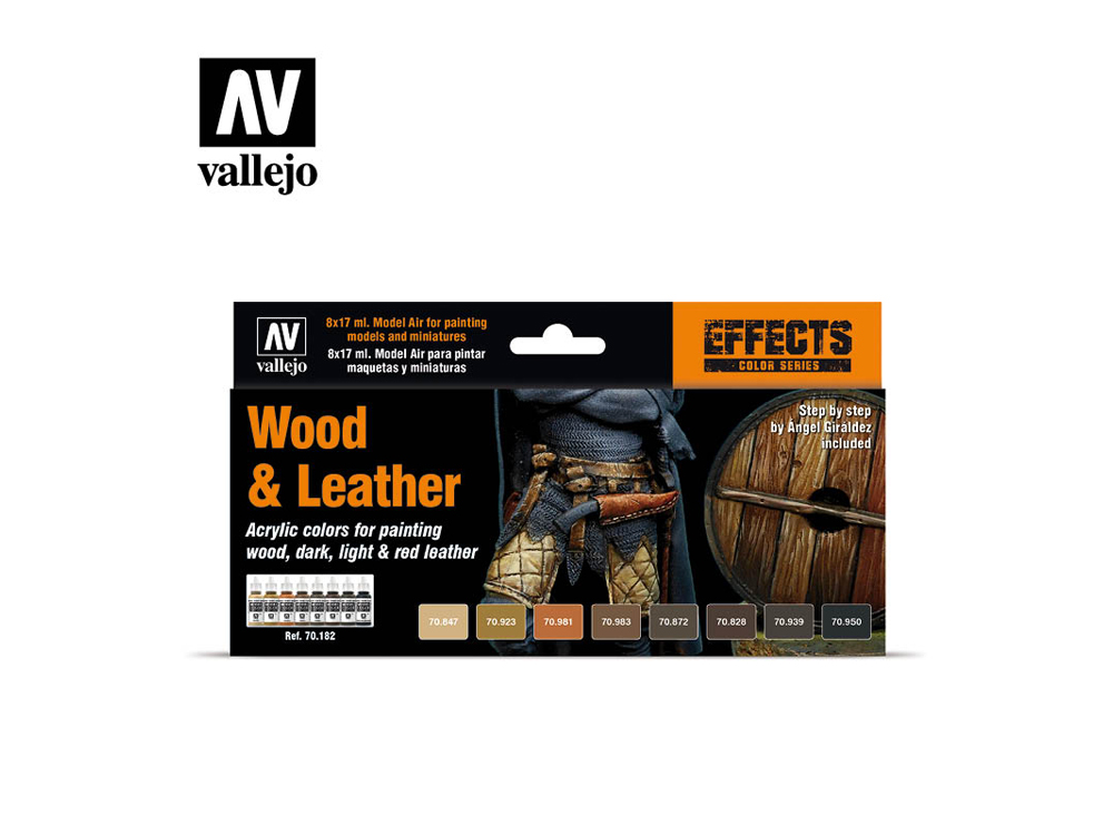 Vallejo Farben Model Color Set Wood & Leather Airbrush Set 570182 Modellbau 