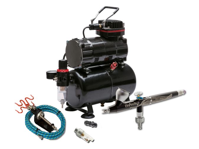 Side Feed Airbrush Set with Twin Cylinder Piston Airbrush Compressor with  Air Tank, Bundle - King Soopers