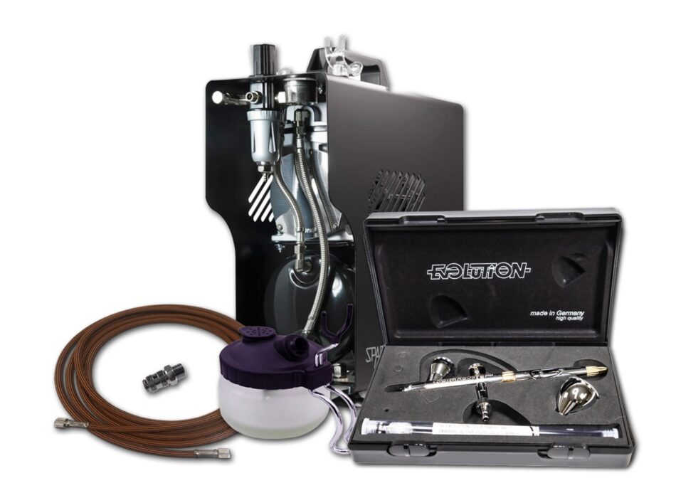 Professional Airbrushing Kit with Sparmax 610H Plus Compressor & Evolution 2024 CRplus Two in One