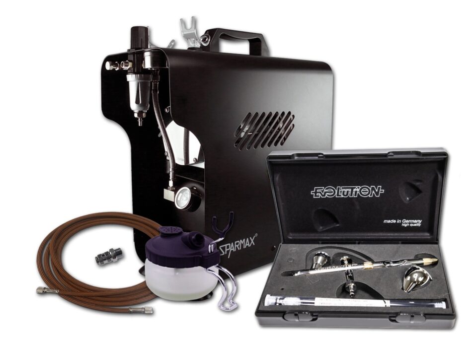 Airbrushing Kit with Evolution 2024 CRplus Two in One Airbrush & Sparmax 620X Compressor