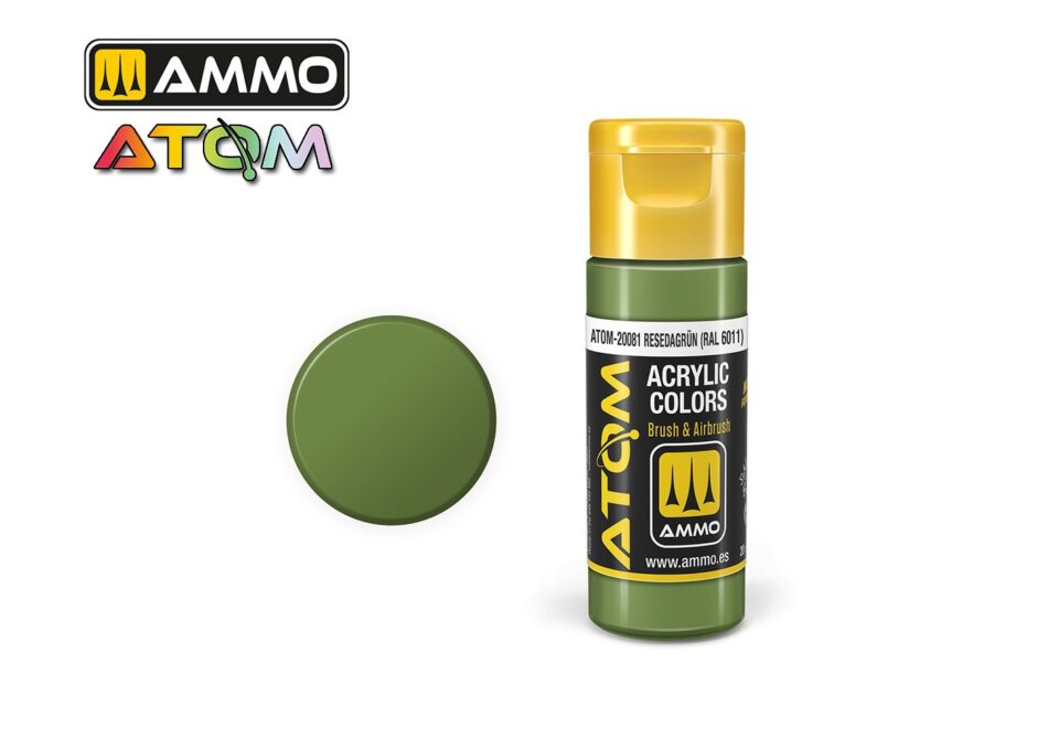Ammo Atom Acrylic Colors - Resedagrün RAL 6011 (20ml)
