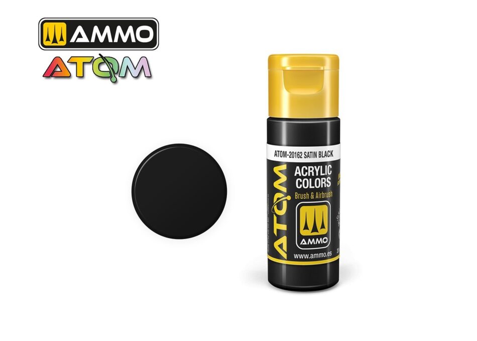 Ammo Atom Acrylic Colors - Satin Black (20ml)