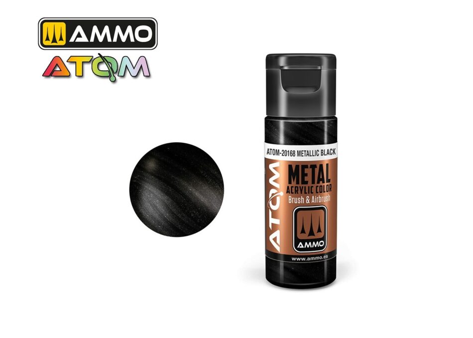 Ammo Atom Acrylic Colors - Metallic Black (20ml)