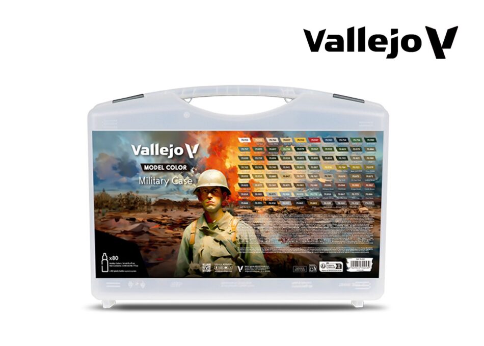 Vallejo Model Color Paint Set - Military Case (80 x 18ml)