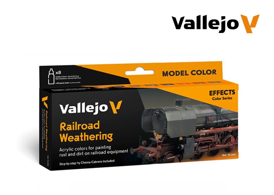 Vallejo Model Color Paint Set - Railroad Weathering (8 x 18ml)