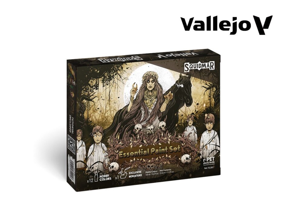 Vallejo Squidmar Paint Kit - Essential Paint Set (12 x 18ml + Miniature)