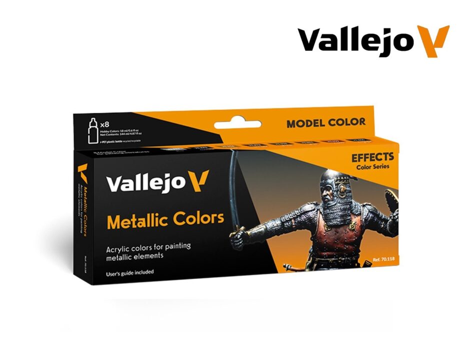 Vallejo Model Color Paint Set - Metallic Colors (8 x 18ml)