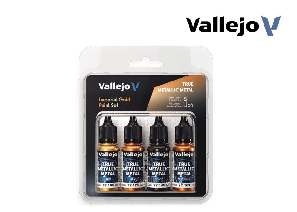 Vallejo True Metallic Metal Paint Kit - Imperial Gold Set (4 x 18ml)