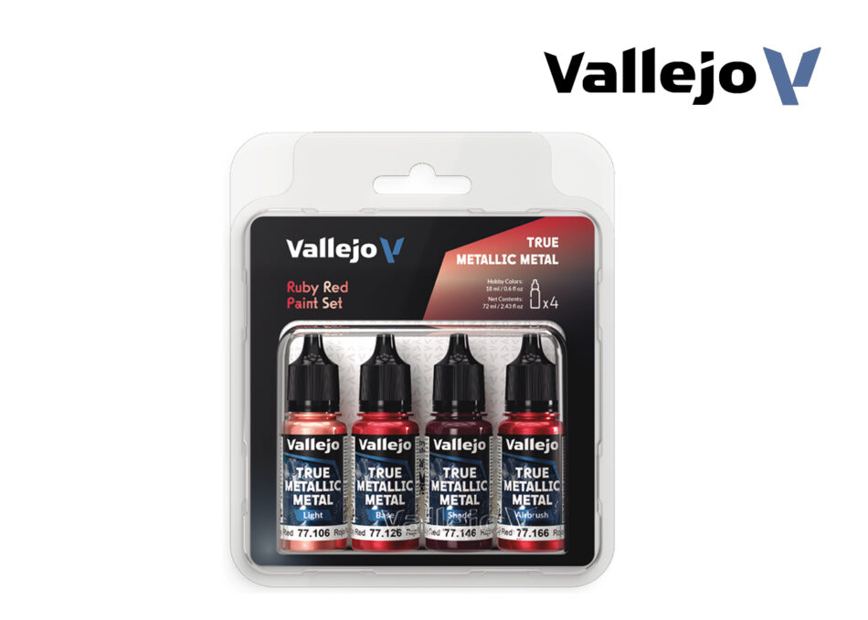 Vallejo True Metallic Metal Paint Kit - Ruby Red Set (4 x 18ml)