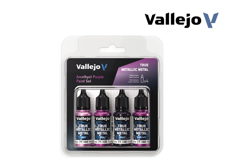 Vallejo True Metallic Metal Paint Kit - Amethyst Purple Set (4 x 18ml)