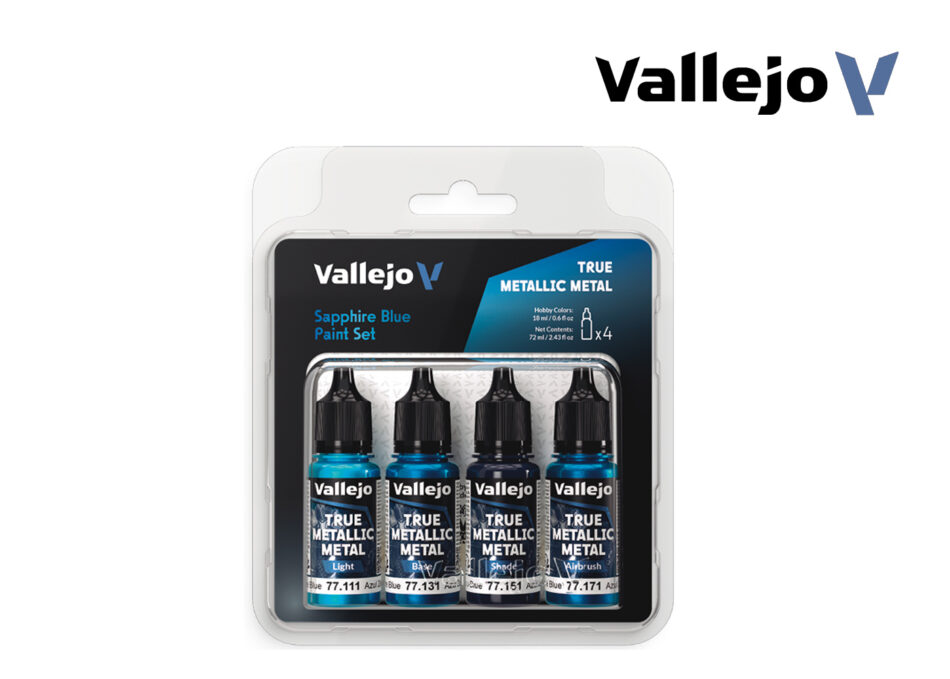 Vallejo True Metallic Metal Paint Kit - Sapphire Blue Set (4 x 18ml)