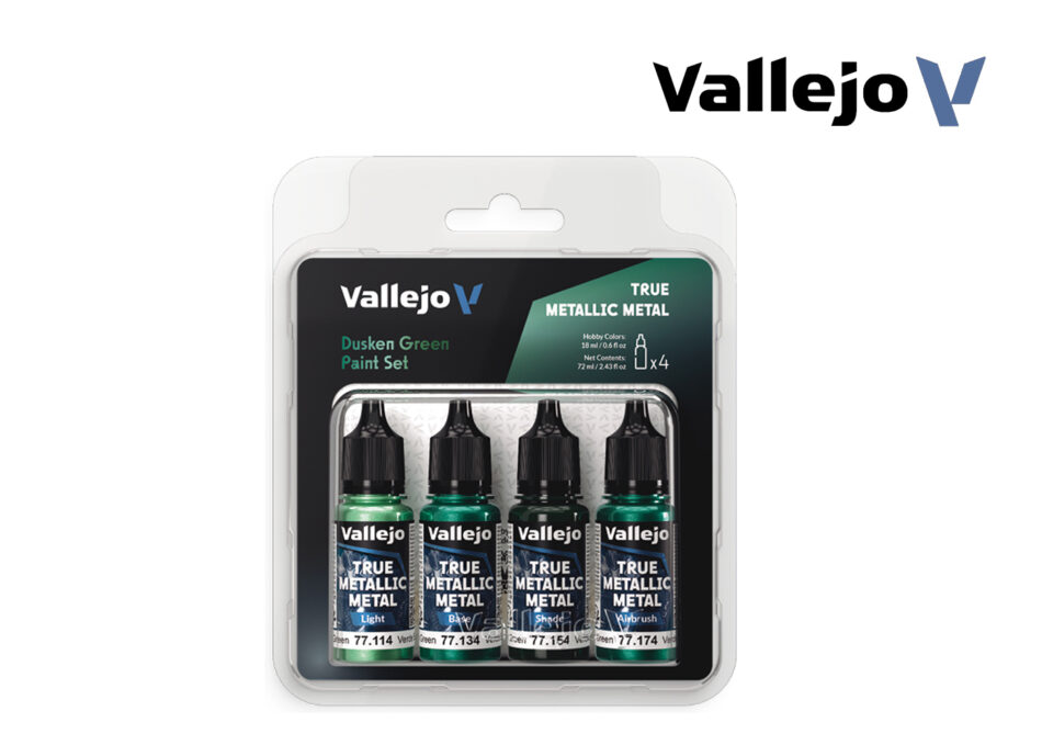 Vallejo True Metallic Metal Paint Kit - Dusken Green Set (4 x 18ml)