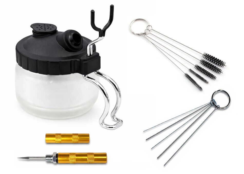 Airbrush Cleaning Pot & Precision Maintenance Tools Set