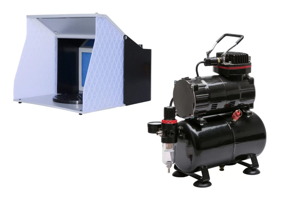 Royal Max TC-80T - Single Piston Compressor (3 Litre Tank) & Portable Fold Away Airbrush Spray Booth Deal