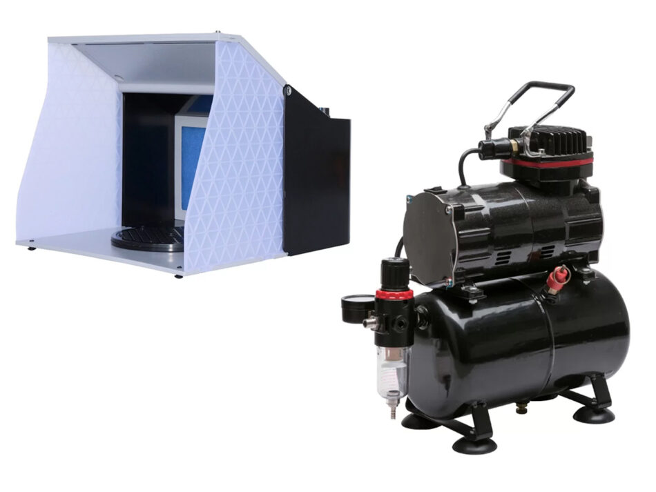 Royal Max TC-80T - Single Piston Compressor (3 Litre Tank) & Portable Fold Away Airbrush Spray Booth Deal