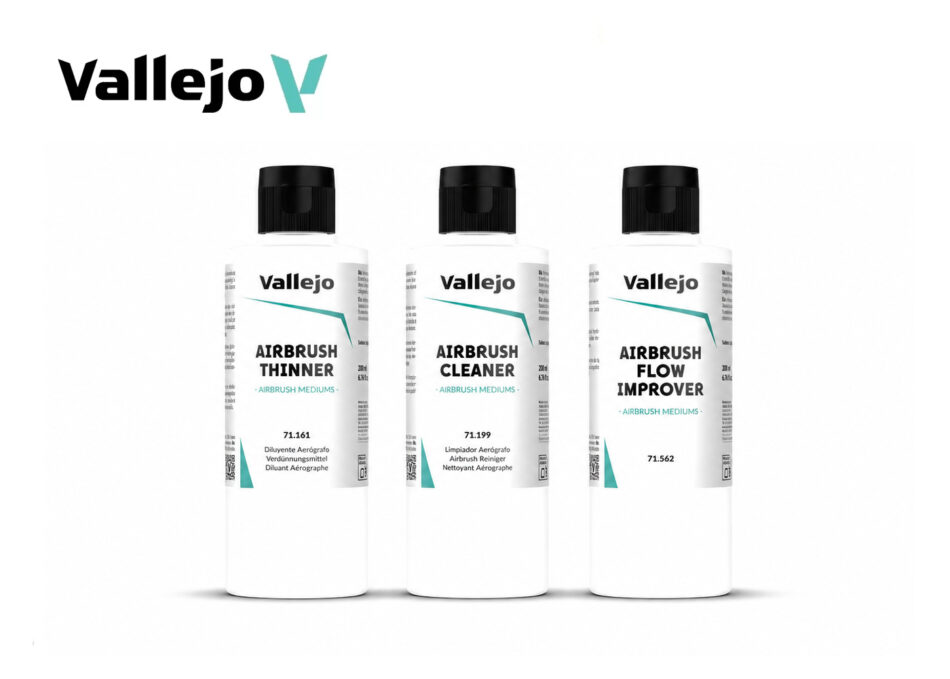 Vallejo Additives Set - Airbrush Cleaner, Thinner and Flow Improver (200ml)