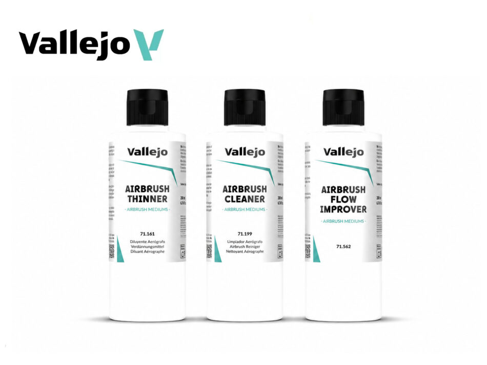 Vallejo Additives Set - Airbrush Cleaner, Thinner and Flow Improver (200ml)
