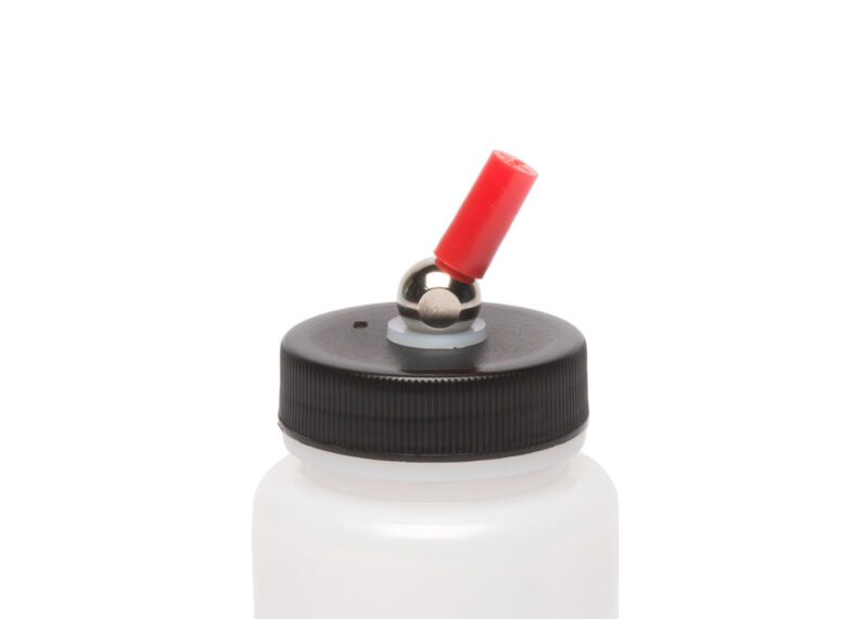 Redi-Cap fitted to an Iwata suction-feed airbrush bottle for paint storage