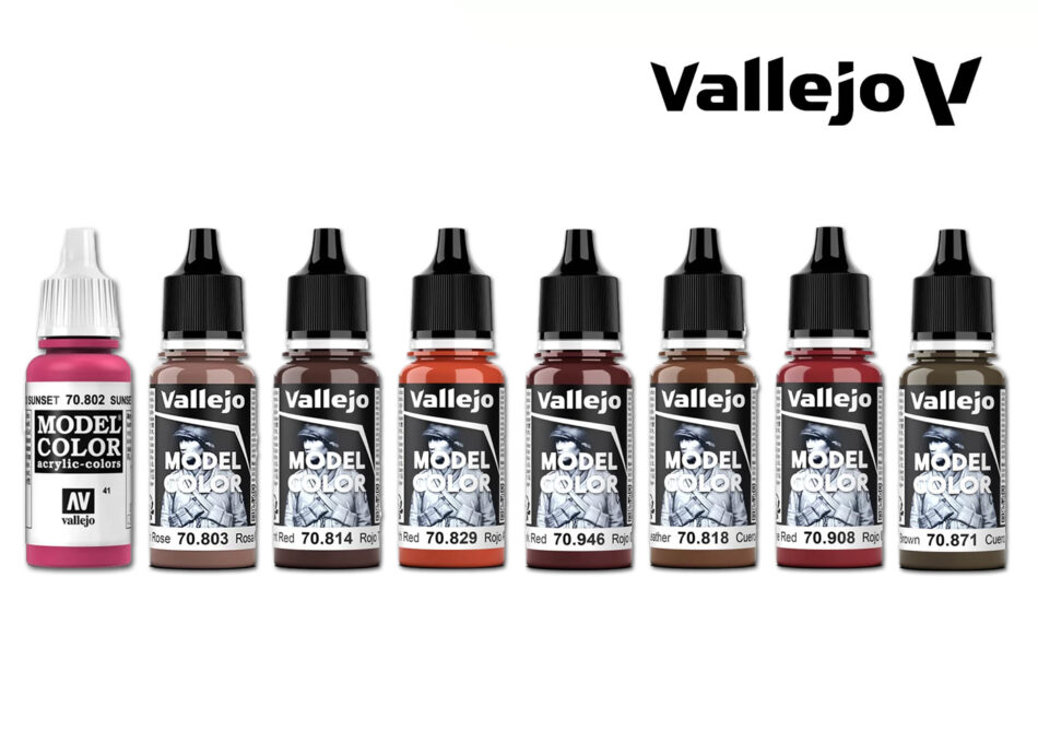 Vallejo Model Color Warm Reds and Leather Bundle
