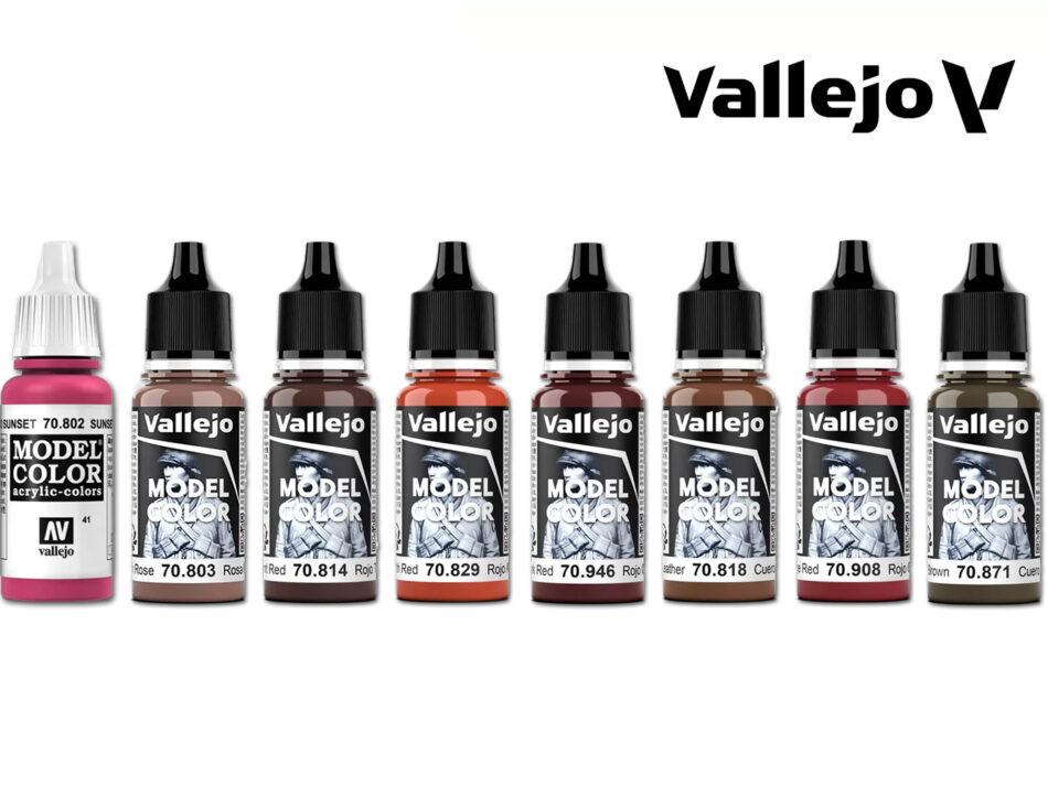 Vallejo Model Color Warm Reds and Leather Bundle