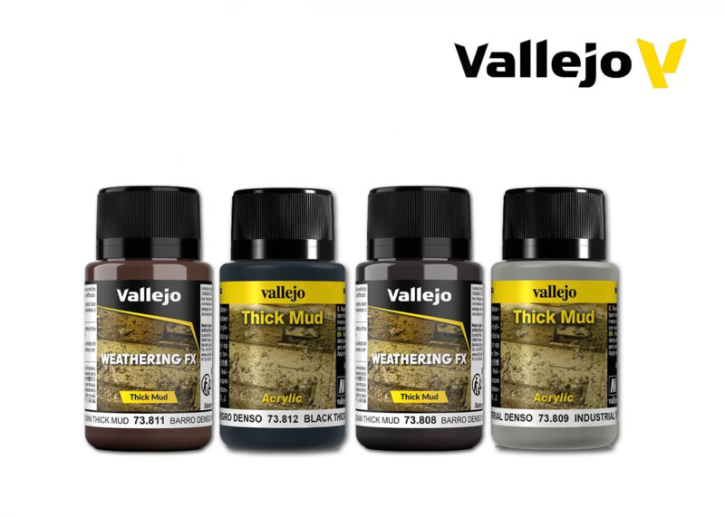 Vallejo Thick Mud Bundle with four Vallejo Weathering FX 40ml thick mud effects