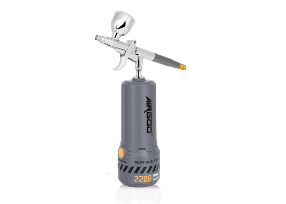 AirGoo MK430-116E cordless rechargeable airbrush compressor with 0.3mm trigger airbrush